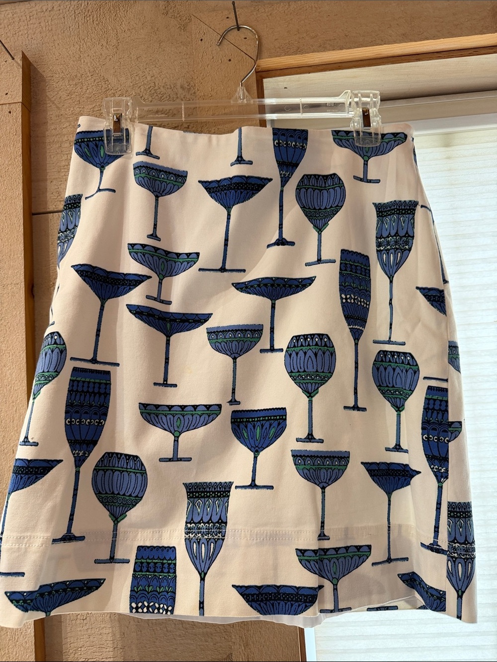 Talbots White Skirt with Blue Botanical Glass Print